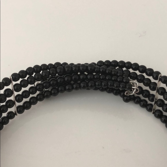 CHOKER BLACK BEADED WITH SILVER TONE BARS NWOT - Picture 4 of 7